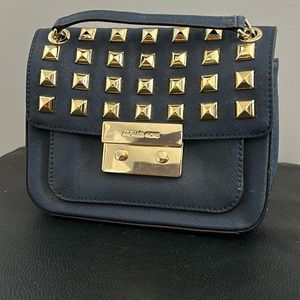 Michael Kors Navy Blue Leather Studded Sloan Shoulder Bag